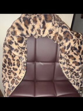 Leopard Print Faux Fur Hooded Vest - Brown & Black